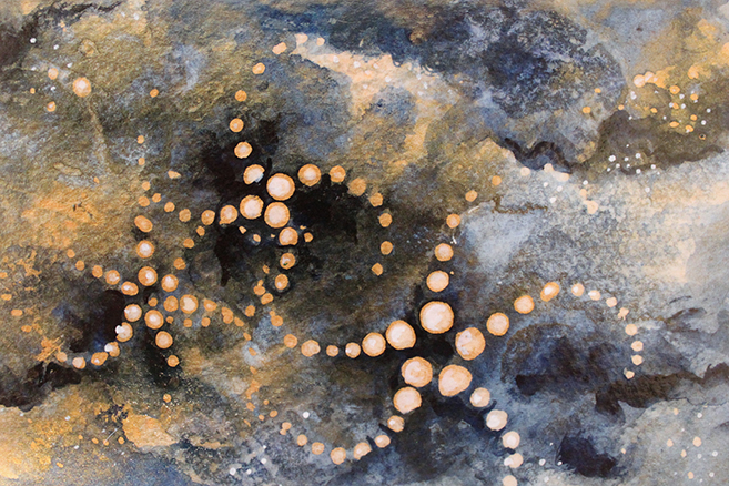 Where Even Dark Clouds Glow (Little Abstracts) -- gouache on paper . 4x6 . 2015 . $30 Where Even Dark Clouds Glow